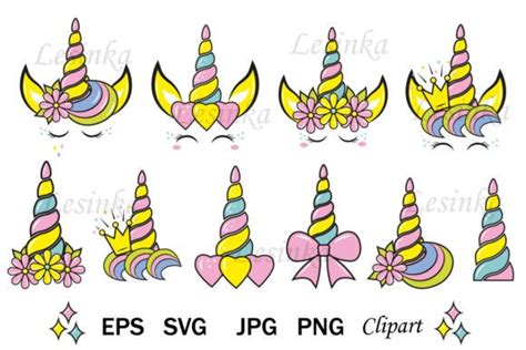 Unicorn Head Bundle Unicorn Horn Svg C Graphic By Lesinka · Creative Fabrica