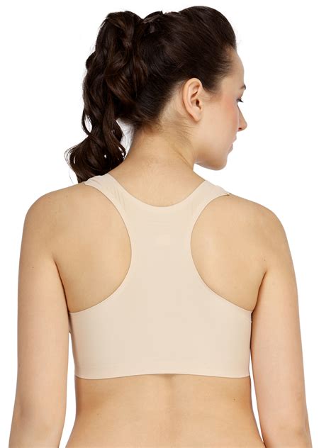 Buy N Gal Nude Coloured Solid Non Wired Lightly Padded Sports Bra NAYB31 Bra For Women 1884124