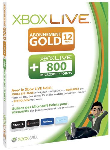 Carte Pr Pay E Abonnement Xbox Live Mois Points Microsoft