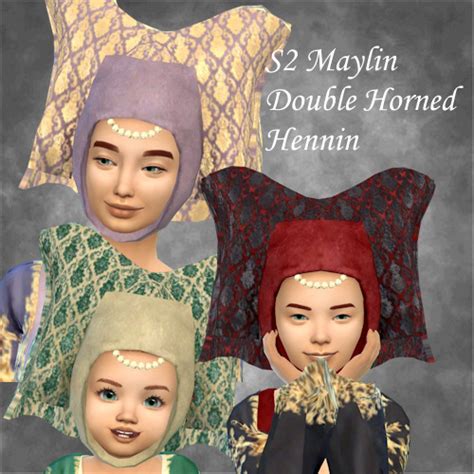 S2 Maylin Double Horned Hennin for adult, kids and toddler sims ...