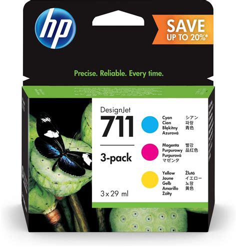 HP 711 28ml CMY Ink Cartridge 3 Pack Ed A S