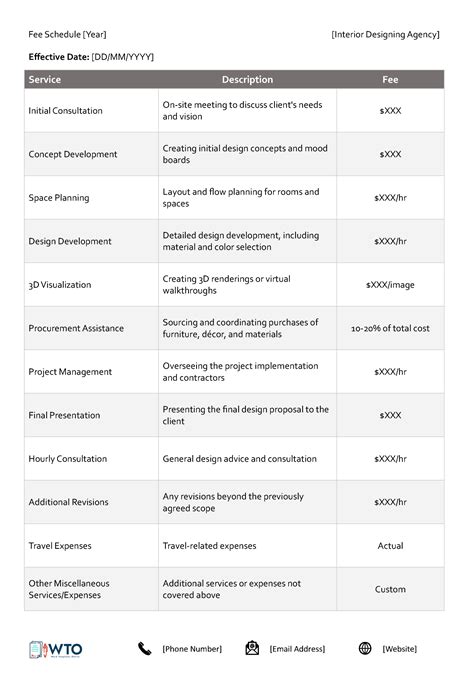 Fee Schedule Templates Free Word Excel