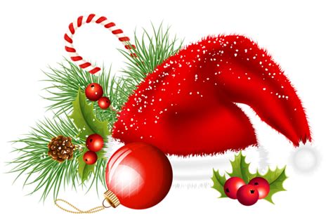 Transparent Christmas Santa Hat and Ornaments Decoration PNG Clipart ...