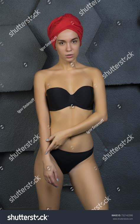 Beautiful Girl Posing Black Lingerie Studio Stock Photo Shutterstock