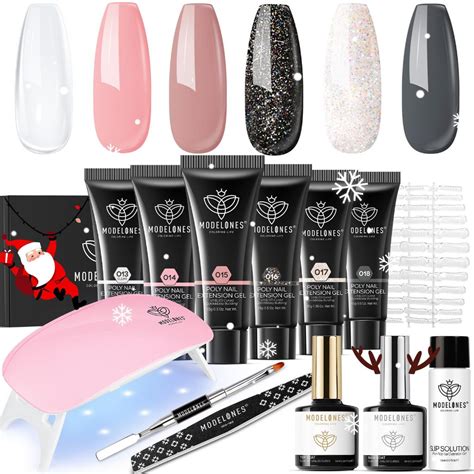 Jual Modelones Poly Nail Extension Gel Kit 6 Warna Poly Nails Gel Kit Nude Kosong Pink Hitam