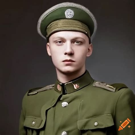 Russian Soldier In Uniform With A Serious Expression On Craiyon