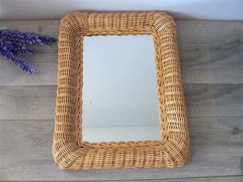 Wicker Framed Wall Mirror Rectangular Etsy