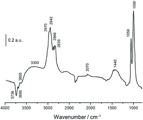 DRIFT Spectra Of NiSnIMP Catalyst After Adsorption Of Methanol At 100