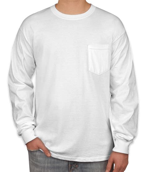 Custom Gildan Ultra Cotton Long Sleeve Pocket T Shirt Design Long