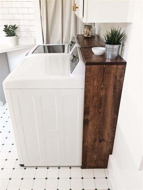 Diy Wood Shelf Behind Washer And Dryer Small Laundry Room Organization