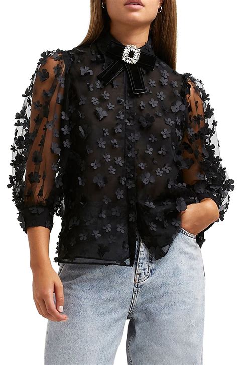 Buy River Island 3 D Floral Organza Blouse At 60 Off Editorialist