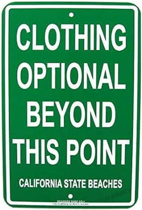 Tin Clothing Optional Nude Beach Sign Funny Pool Spa Hot Tub Tiki Bar Wall Decor Metal Tin Sign