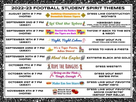 Shs Spirit Themes And Pep Rally Schedule Snyder High School