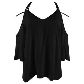 Blusa Em Viscose Detalhe Costas Flor De Lis Preta Pole Modas