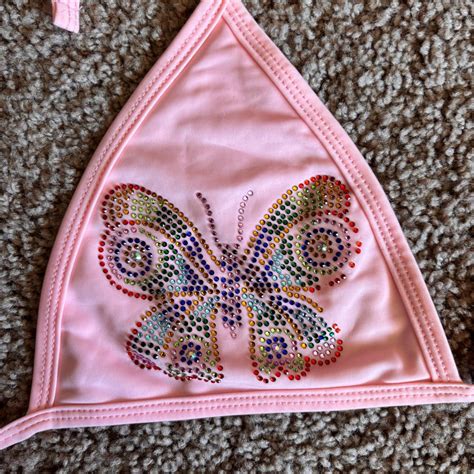 Super Cute Rhinestone Butterfly Bikini Top Pink Depop