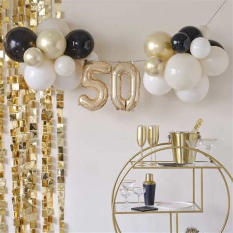 Giant 50th Birthday Foil Balloon Bunting Gold Age 50 Backdrop