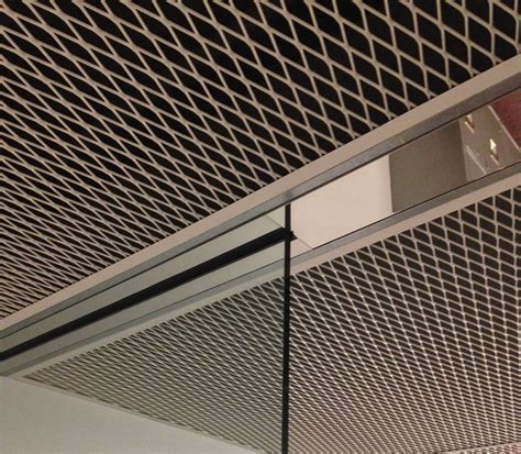 Expanded Metal Ceiling Herculite Door And Sidelite Expanded Metal