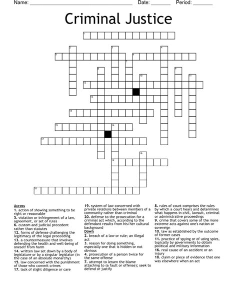 Criminal Justice Crossword WordMint