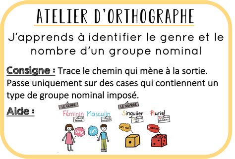 Ateliers Autonomes Orthographe Le Genre Et Le Nombre Des Noms