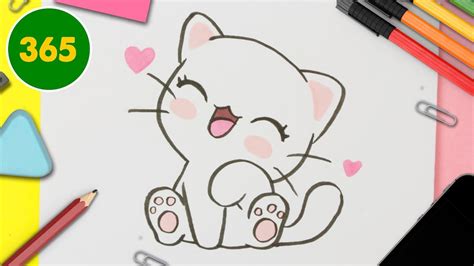 Comment dessiner un chat kawaii pas à pas pour les enfants Dessin