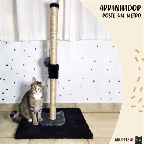 Arranhador Sisal Mini Poste Para Gatos Base Veludo Escorrega O Pre O