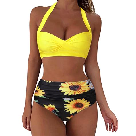 Ehrwe Women Swimsuit High Waisted Bikini Sexy Push Up Two Piece