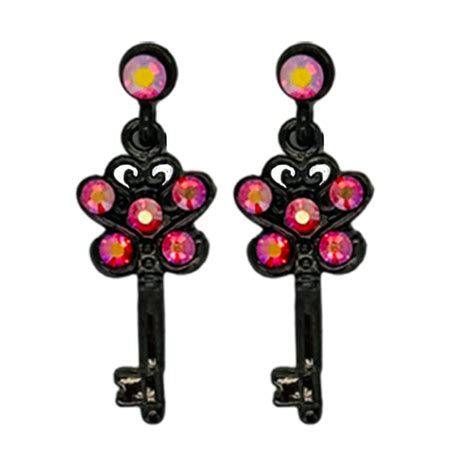 Key Earrings Lt Siam Shimmer Black B B Simon