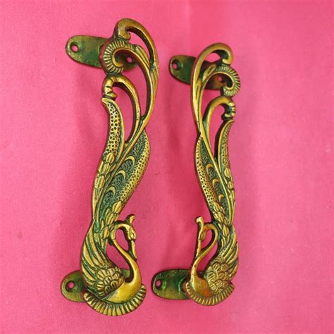 Handmade Brass Peacock Shape Vintage Style Door Pull Handles Wall Decor