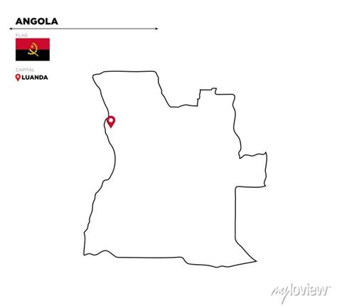 Angola Political Map With Capital City Luanda Posters For The Wall