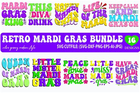 Mardi Gras Retro Svg Sublimation Bundle Graphic By Emdgraphic