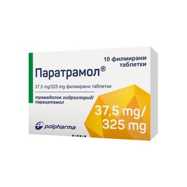 Паратрамол 37.5 мг/325 мг х10 таблетки Polpharma