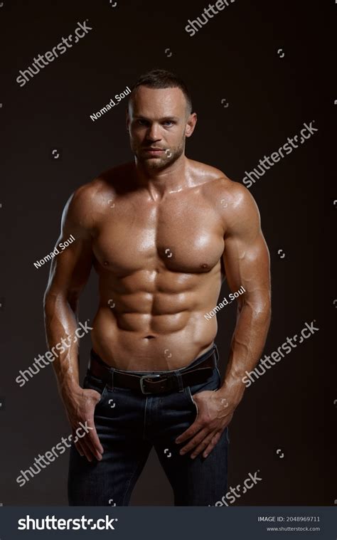 Male Muscular Athlete Poses Studio Stock Photo Shutterstock