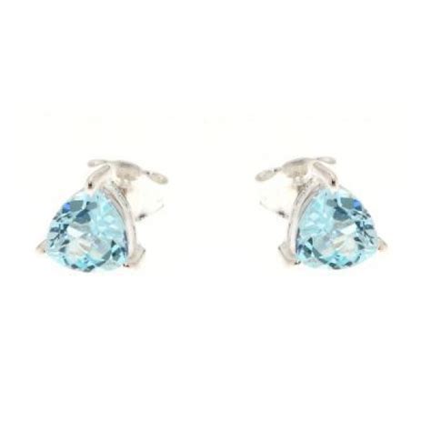 Boucles D Oreilles Argent Topaze Bleue Trait E Trillion Mm Ref