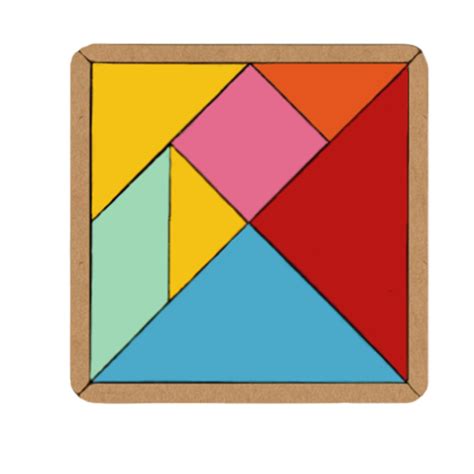 Brinquedo Educativo Tangram Colorido Em MDF Madeira 15x15cm Faz A Boa