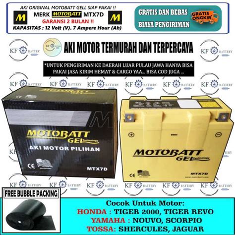 Promo Aki Motor Nouvo Z Tiger Mtx D Motobatt Aki Gel Garansi