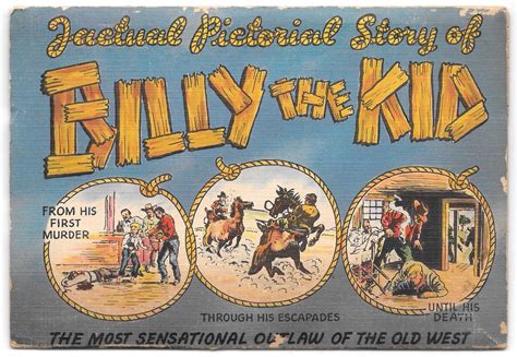 Story Of Billy The Kid Fold Out Souvenir Postcard Folder Graphic Art