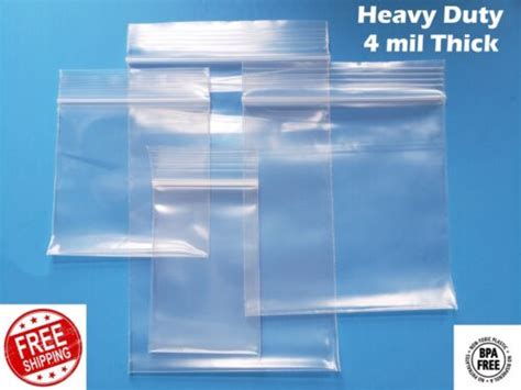 Heavy Duty Clear Zip Seal Top Lock Plastic Bags 4Mil Small Large 4 Mil