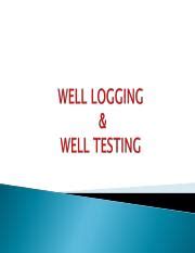 Lecture Introduction And Overview Of Well Logging Pdf Course