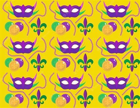 Premium Vector Mardi Gras Carnival Seamless Pattern With Mask