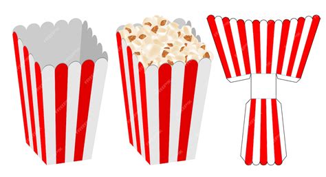 Premium Vector | Popcorn Box packaging die cut template design