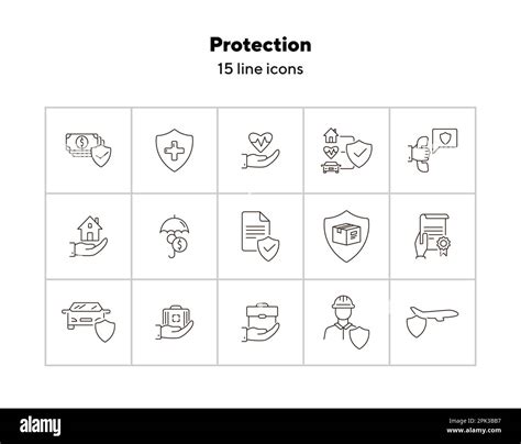 Protection Line Icon Set Stock Vector Image Art Alamy