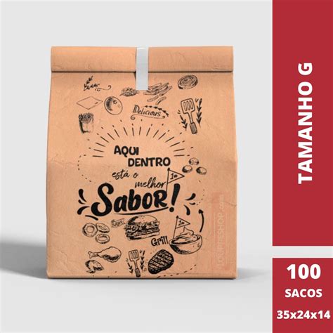 Saco Para Delivery Kraft Sos Grande X X C Unidades Para