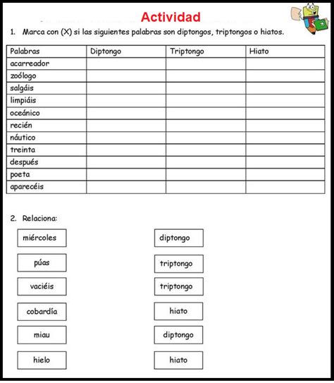 Diptongos Y Triptongos Worksheet Artofit