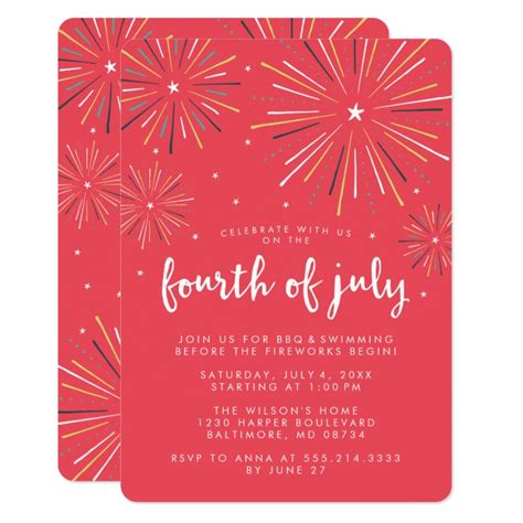 Stylish Fireworks Fourth of July Party Invitations | Zazzle.com