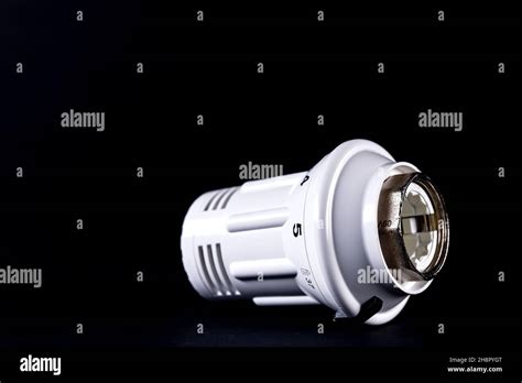 Conventional Heating Thermostat On Black Background Stock Photo Alamy