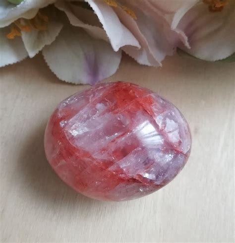 Red Hematoid Fire Quartz Palm Stone Hematoid Crystal For Etsy