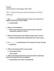 Intro To Sociology Unit 3 Milestone 3 Docx Sophia Introduction To