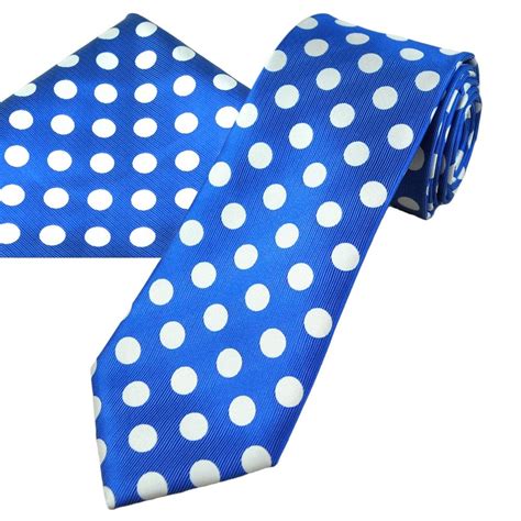 Royal Blue Silver White Polka Dot Men S Tie Hanky Set From Ties