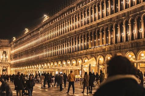 Premium Photo | Venice saint mark square view at night time