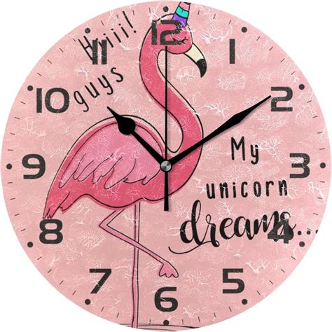 Skysonic Flamingo Wall Clock 10 Inch Silent Non Ticking Round Clock Oil Painting Clock Easy To